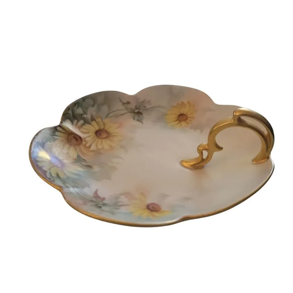 BAVARIA Elegant Floral Accent Plate with Gold Handle